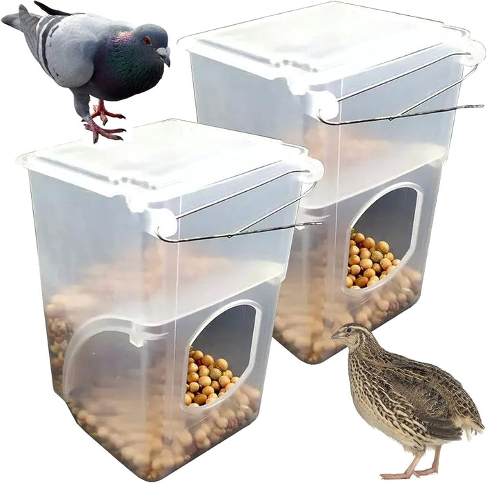 Automatic Pigeon Bird Feeder - Parrot Feeder Cage Accessories Supplies for Parakeet Canary Cockatiel Finch 2 PK - New York Bird Supply
