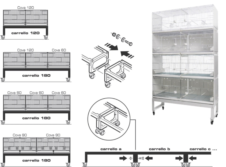 2GR Trolley 120 For Breeding Cages Art. 418 - New York Bird Supply