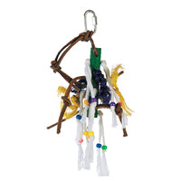 Hagen Living World Junglewood Bird Toy, Small Wood Peg with Ropes, Leather Strips and Beads - New York Bird Supply