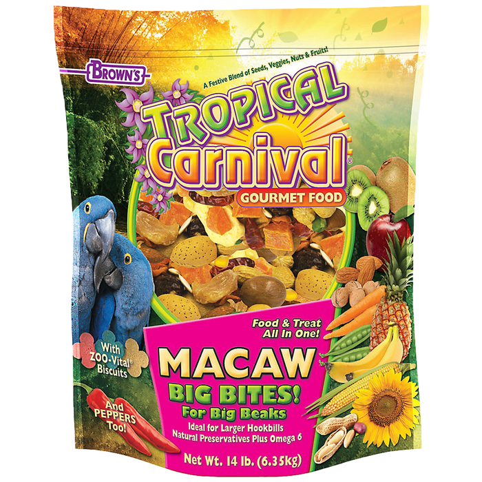 Brown's Tropical Carnival Gourmet Food Macaw Big Bites! For Big Beaks - New York Bird Supply