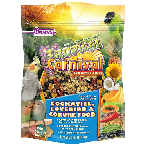 Brown's Tropical Carnival Gourmet Food Cockatiel, Lovebird & Conure Food - New York Bird Supply