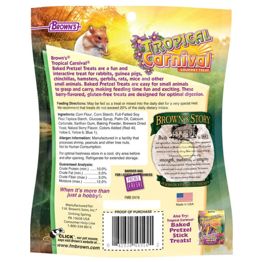 Brown's Tropical Carnival Gourmet Treat Baked Pretzels Small Animal Treats - New York Bird Supply