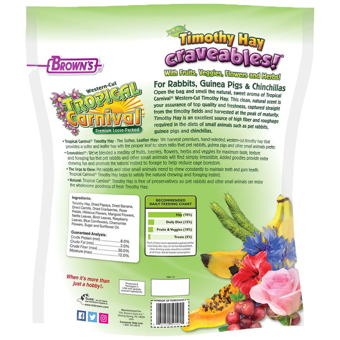 Brown's Tropical Carnival Premium Loose-Packed Timothy Hay Craveables! 24 oz - New York Bird Supply
