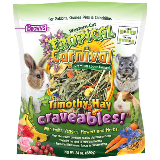 Brown's Tropical Carnival Premium Loose-Packed Timothy Hay Craveables! 24 oz - New York Bird Supply