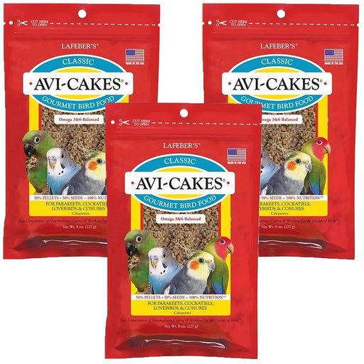 Lafeber Classic Avi-Cakes for Parakeets, Cockatiels, Lovebirds & Conures 8 oz, 3 Pack - New York Bird Supply