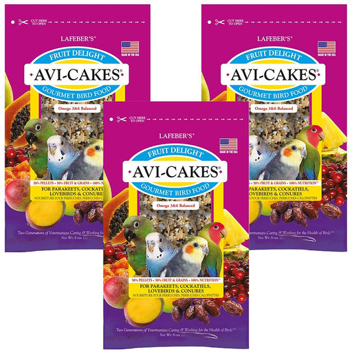Lafeber Fruit Delight Avi-Cakes for Parakeets, Cockatiels, Lovebirds & Conures 8 oz, 3 Pack - New York Bird Supply