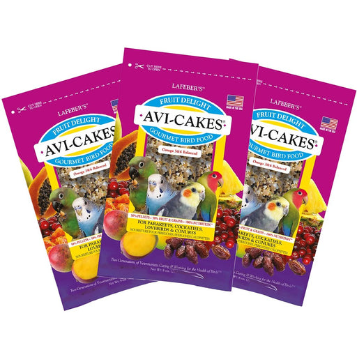 Lafeber Fruit Delight Avi-Cakes for Parakeets, Cockatiels, Lovebirds & Conures 8 oz, 3 Pack - New York Bird Supply