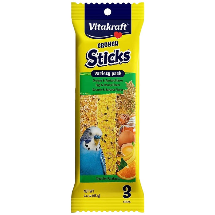 Vitakraft Parakeet Crunch Sticks Variety Pack Orange Apricot, Egg & Honey, Sesame & Banana 2.4 oz - New York Bird Supply