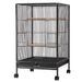 Wrought Iron 30"/37" Bird Cage with Play Top and Rolling Stand Black - New York Bird Supply