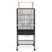 Wrought Iron 41" Bird Cage with Play Top and Rolling Stand Black - New York Bird Supply