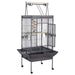 Wrought Iron 59" Bird Cage with Play Top and Rolling Stand Black - New York Bird Supply