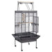 Wrought Iron 68" Bird Cage with Play Top and Rolling Stand Black - New York Bird Supply